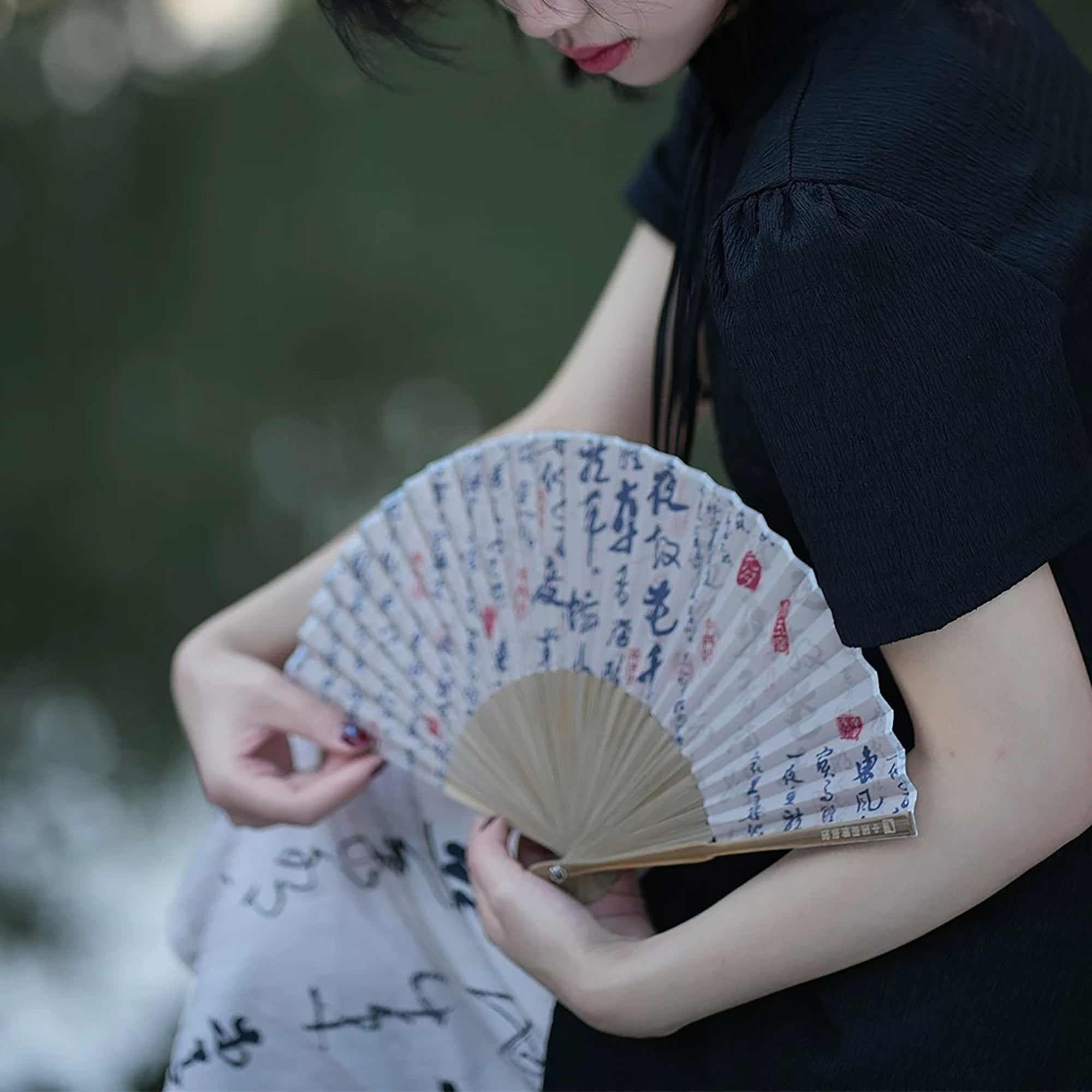 Éventail pliant Calligraphie chinoise