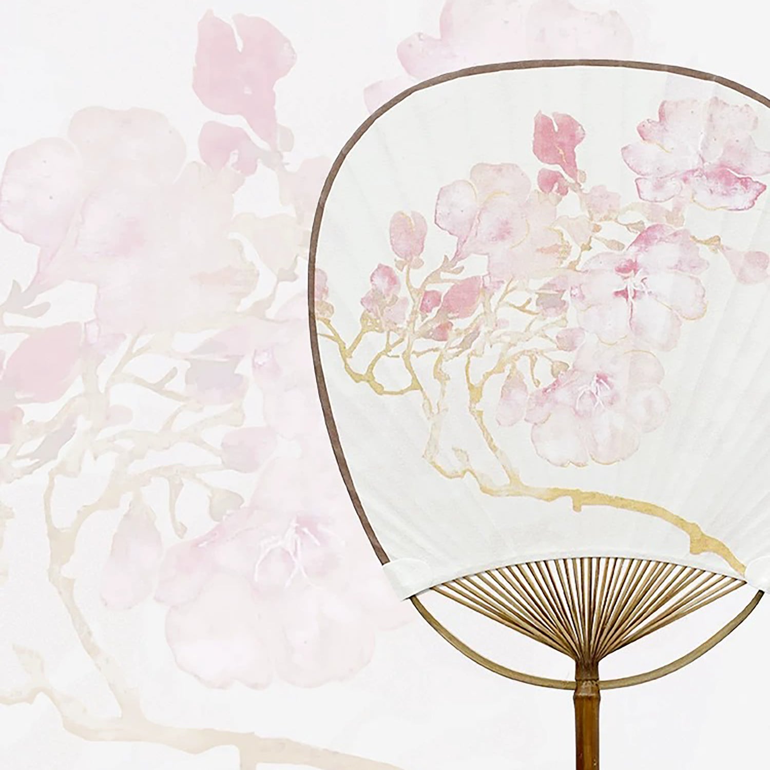 Éventail chinois en papier Xuan motif floral