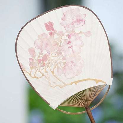 Éventail chinois en papier Xuan motif floral