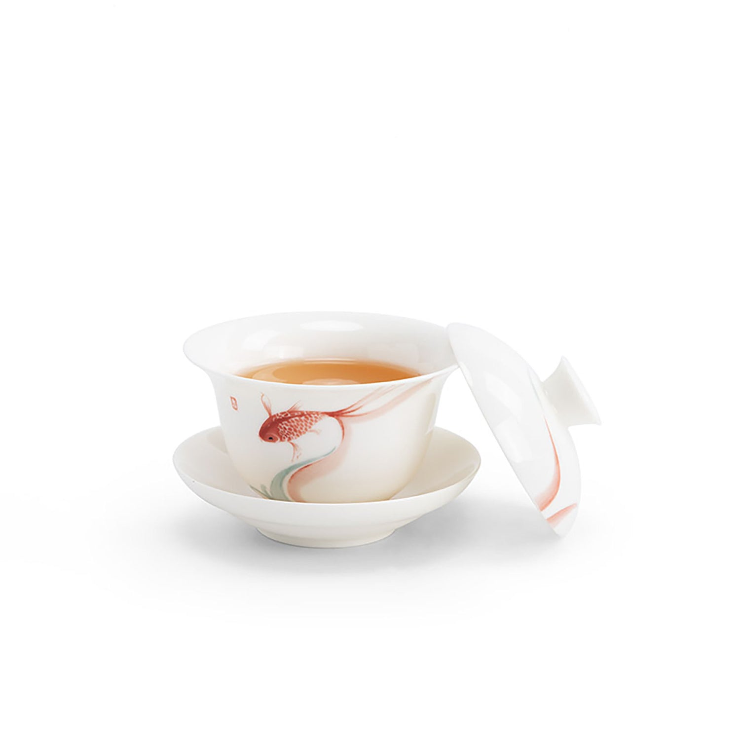 Gai wan en porcelaine blanche avec design bonheur de poisson