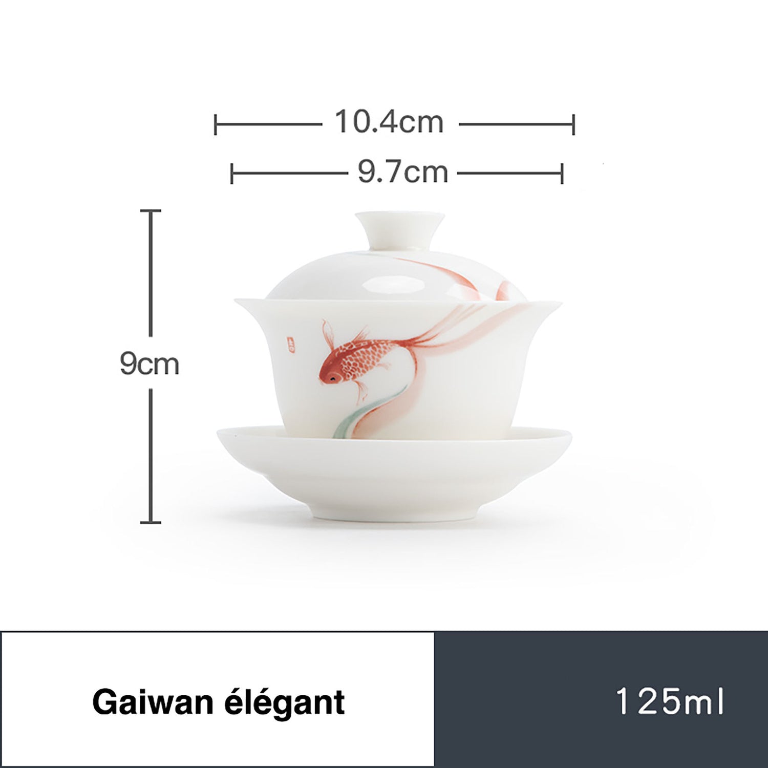 Gai wan en porcelaine blanche avec design bonheur de poisson