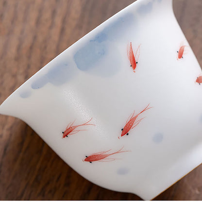 Gai wan en porcelaine de RU avec motif de poisson bonheur