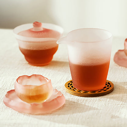 Ensemble de Gai wan en verre dépoli rose