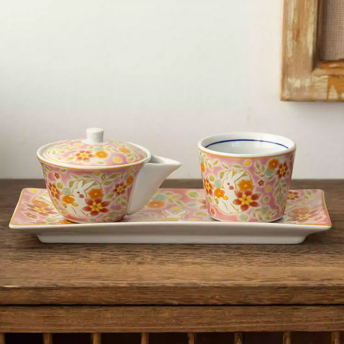 Service à thé Kutani-yaki  motif lapin