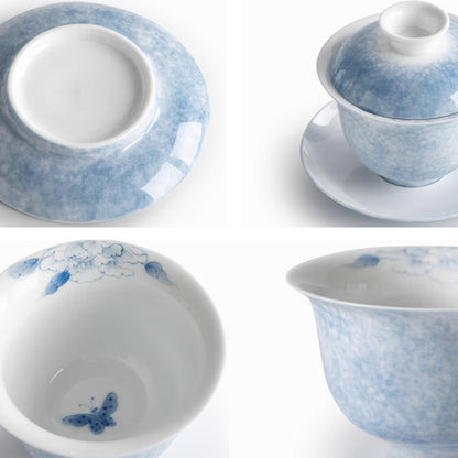 Gaiwan en porcelaine en Série &quot;Papillon et Fleurs&quot;