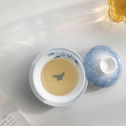 Gaiwan en porcelaine en Série &quot;Papillon et Fleurs&quot;