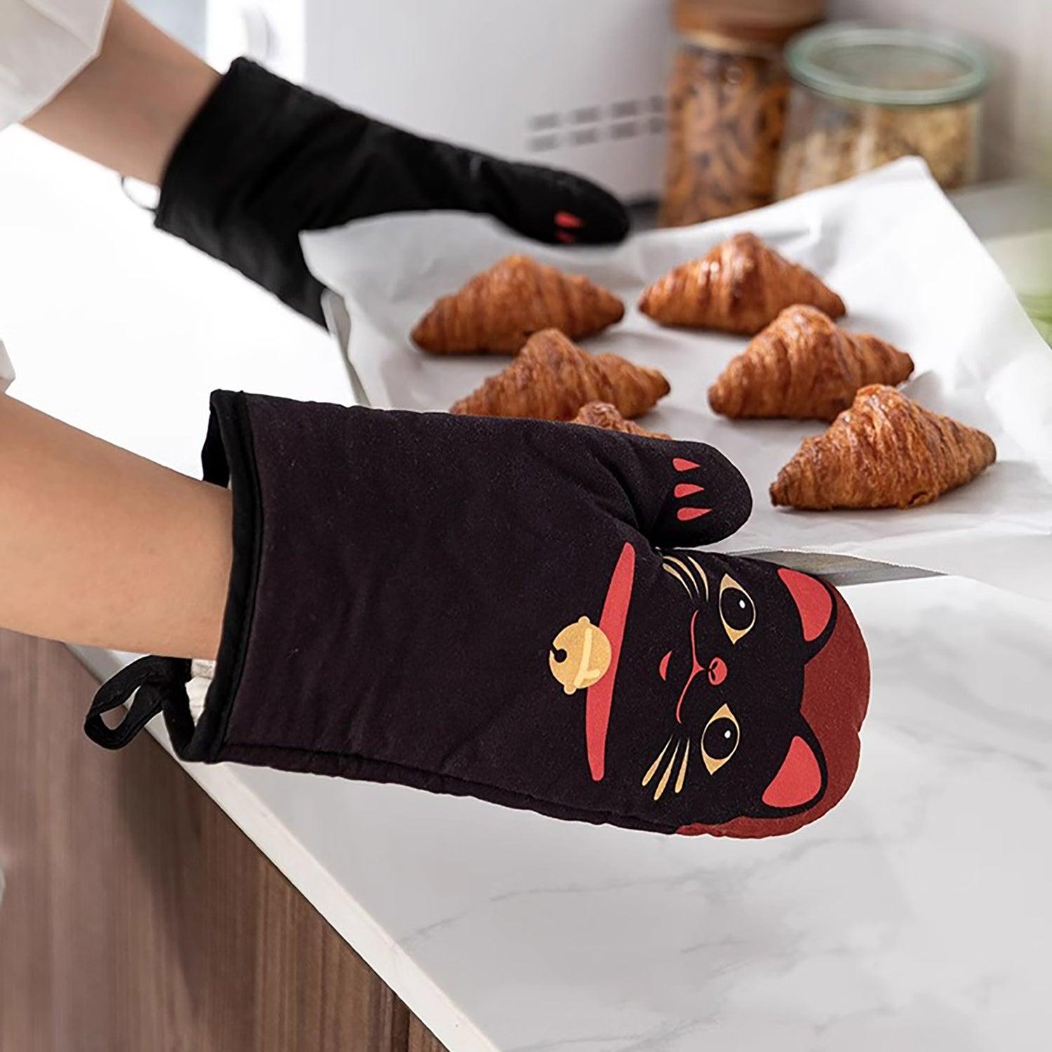 Gant de cuisine Shimoyama avec motif chat porte-bonheur