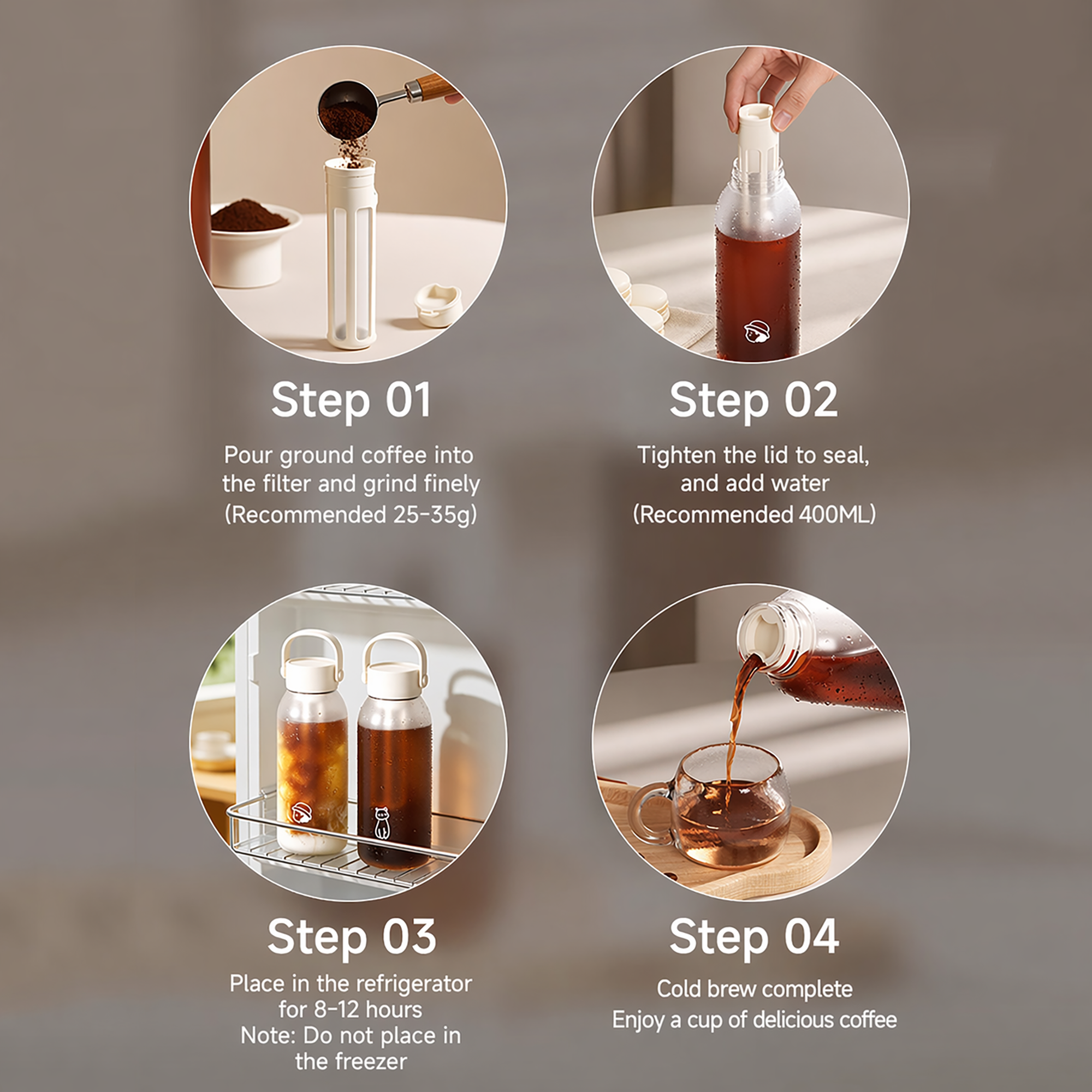Gobelet cold brew en Tritan avec filtre intégré
