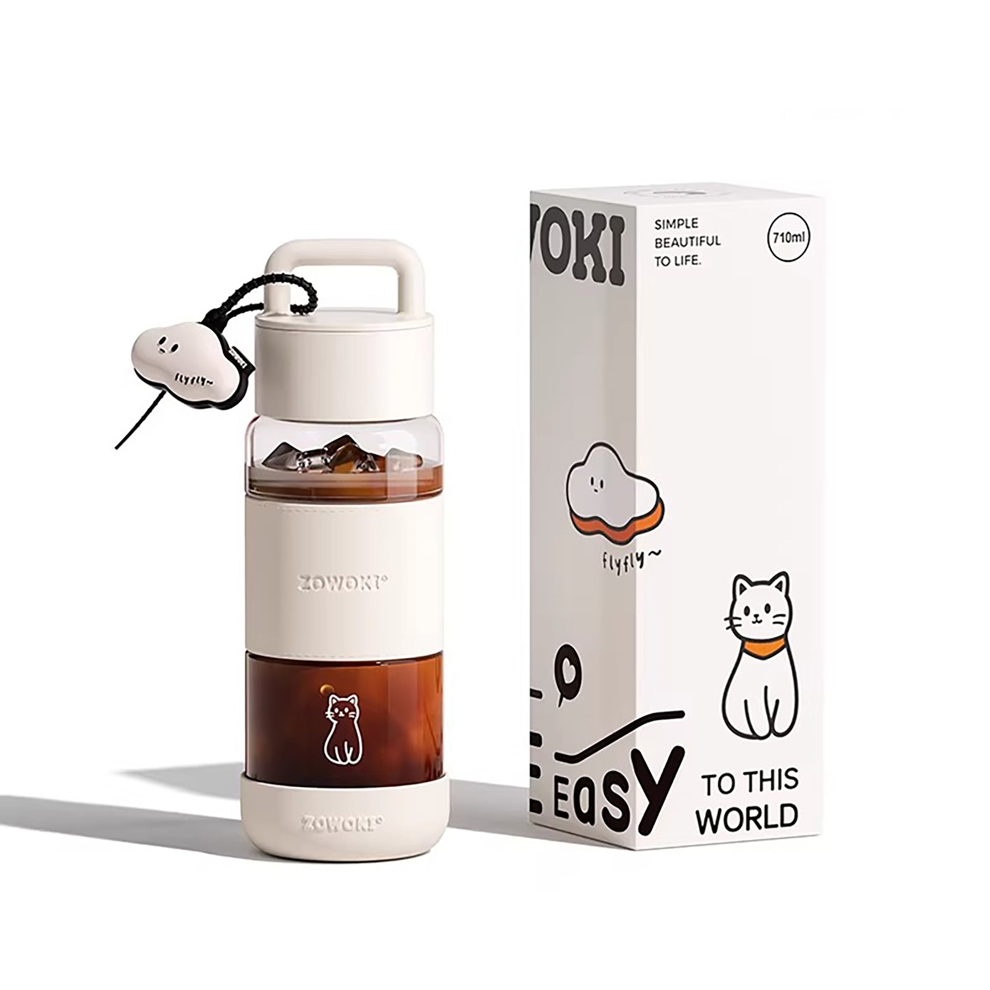Bouteille en verre borosilicate ZOWOKI portable