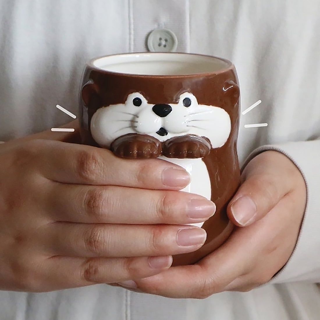 Tasse Yunomi en céramique en forme de loutre