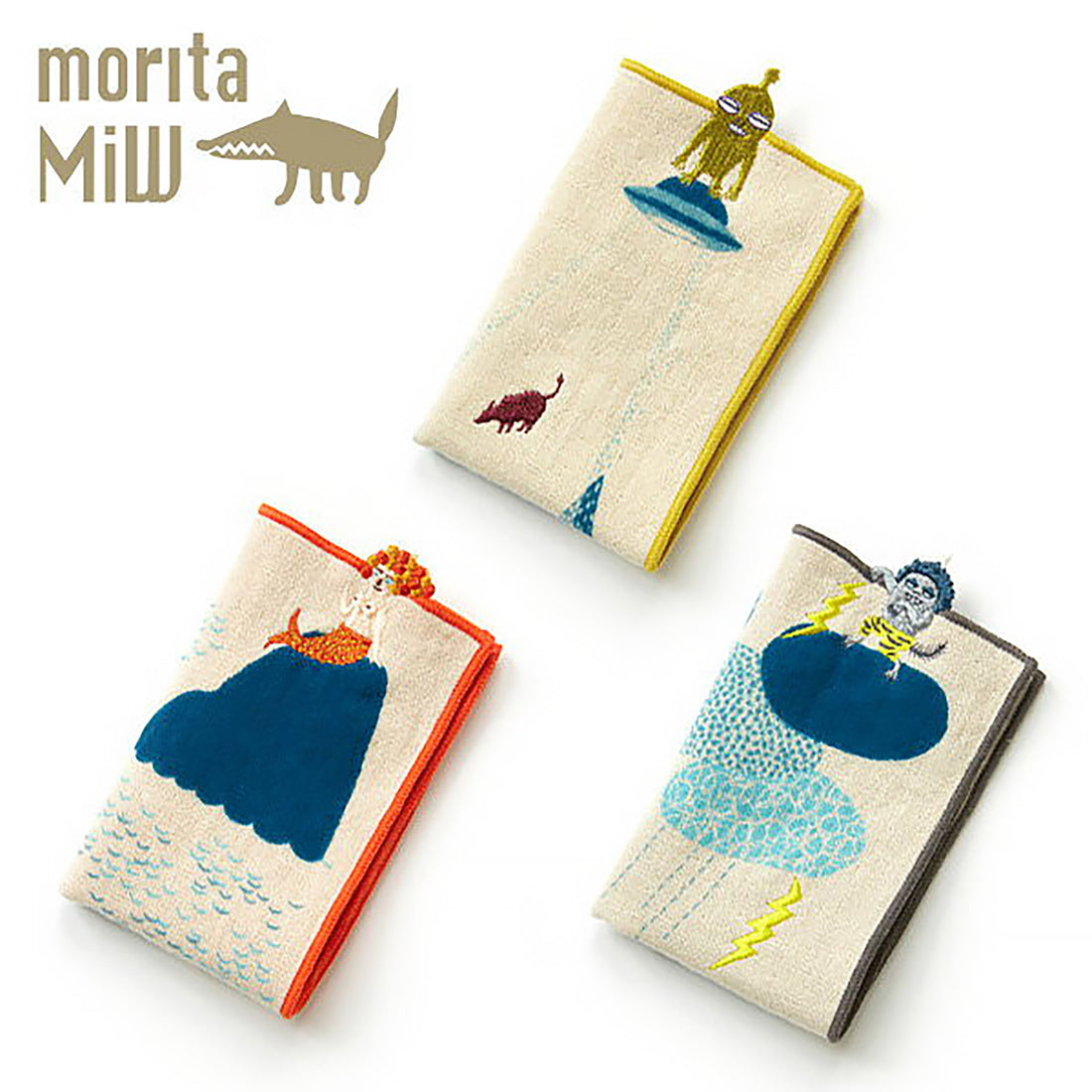 Serviette japonaise en coton brodé