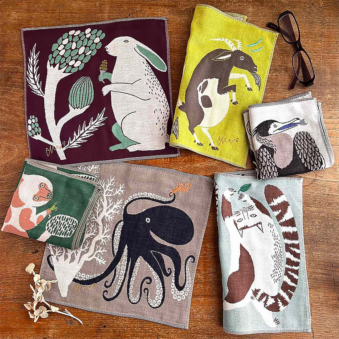Serviette japonaise brodée en coton Morita MiW