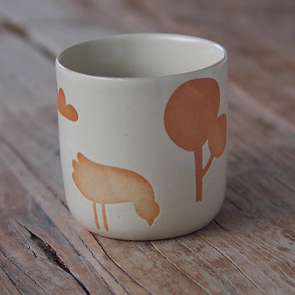 Mug en céramique fait à la main avec motif  Chat et maison