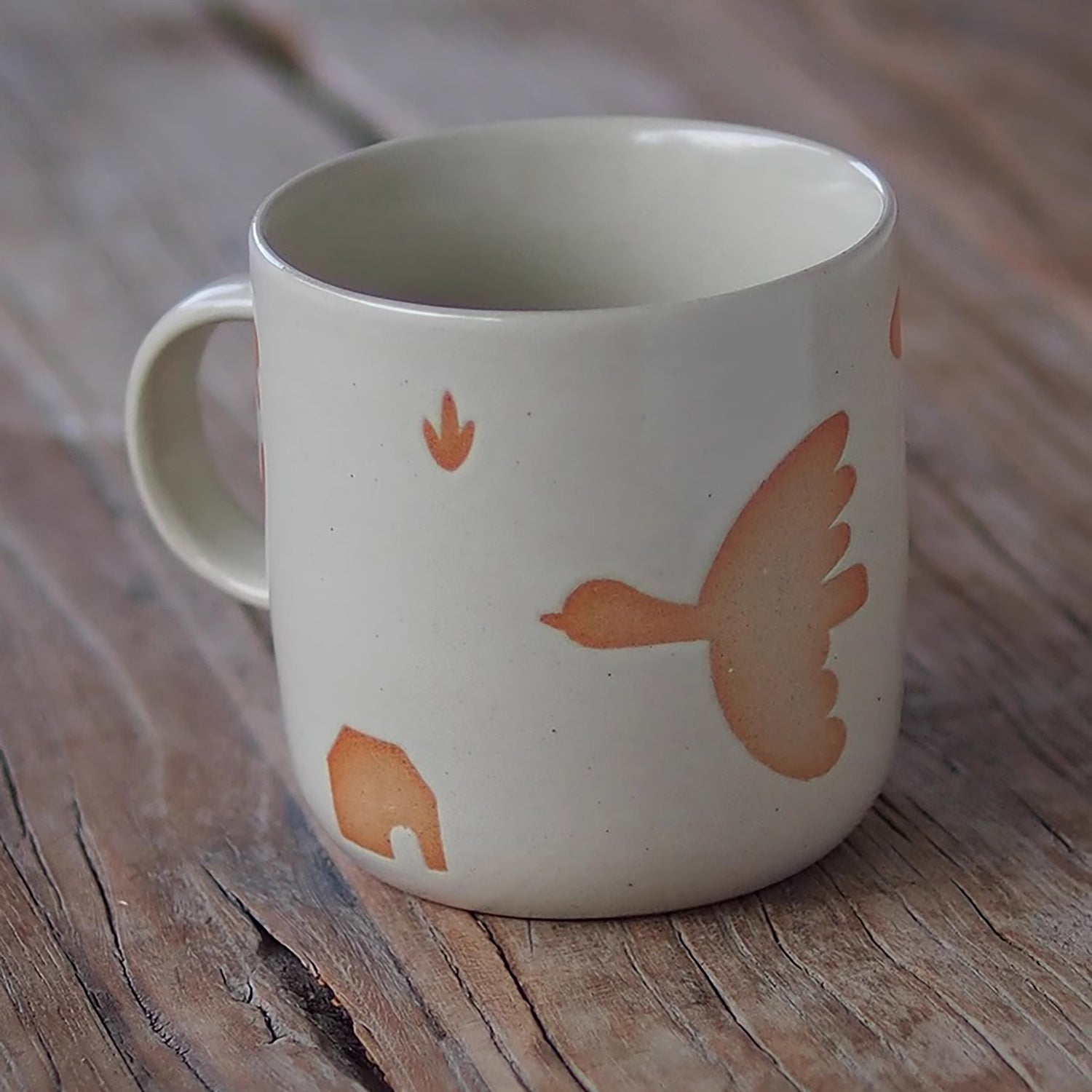 Mug en céramique fait à la main avec motif  Chat et maison