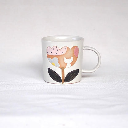 Mug en Céramique avec motif &quot;Tulipes et Petit Chat&quot;