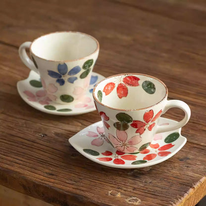 Tasse et soucoupe en céramique Seto-yaki 