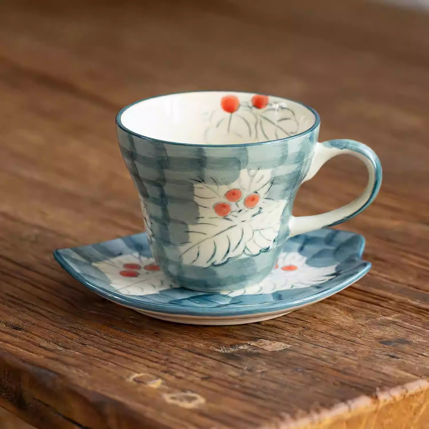 Tasse et soucoupe en céramique Seto-yaki 