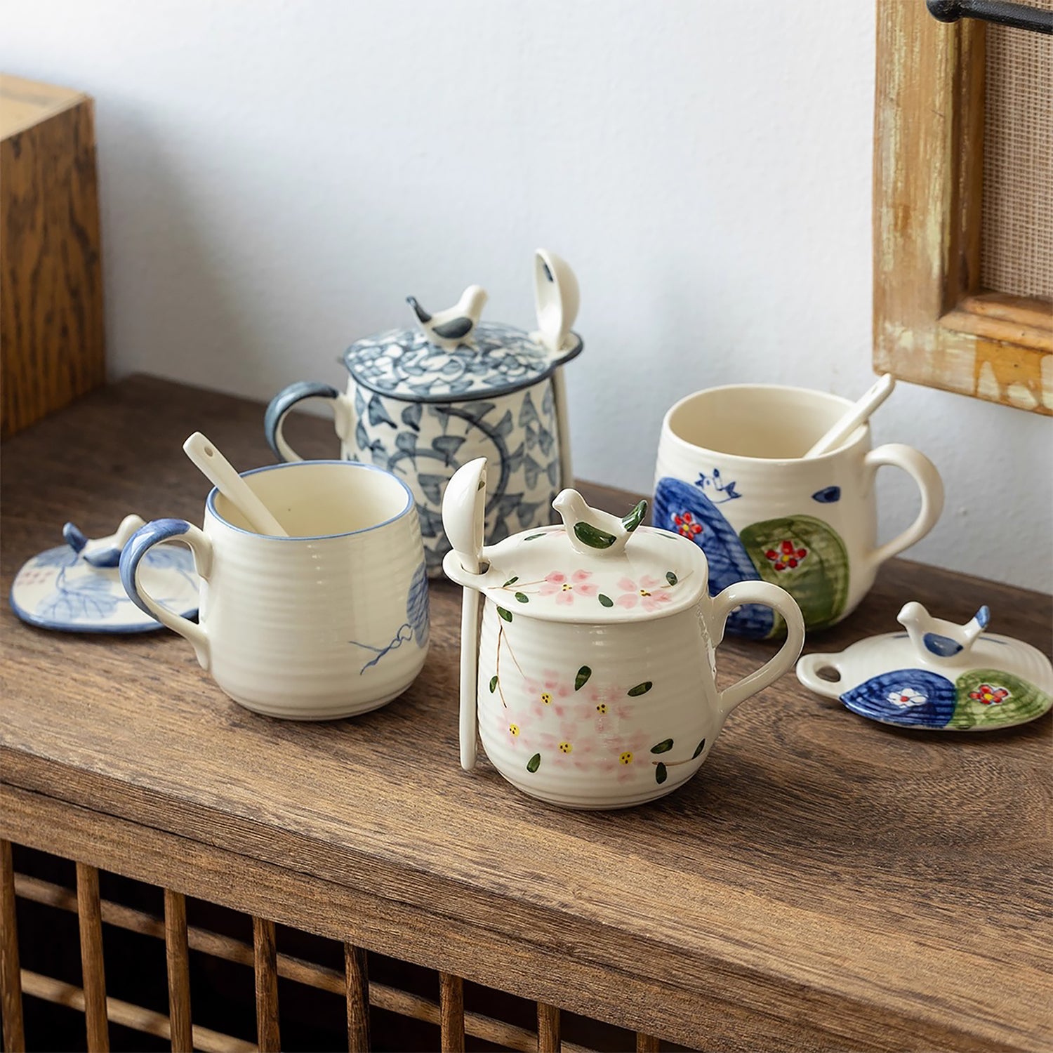 Mug en céramique Mino-yaki avec cuillère