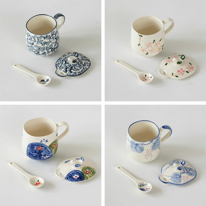 Mug en céramique Mino-yaki avec cuillère