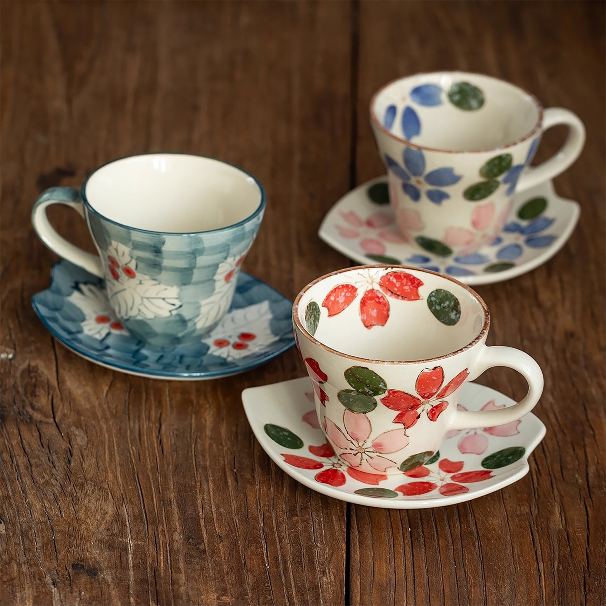 Tasse et soucoupe en céramique Seto-yaki 