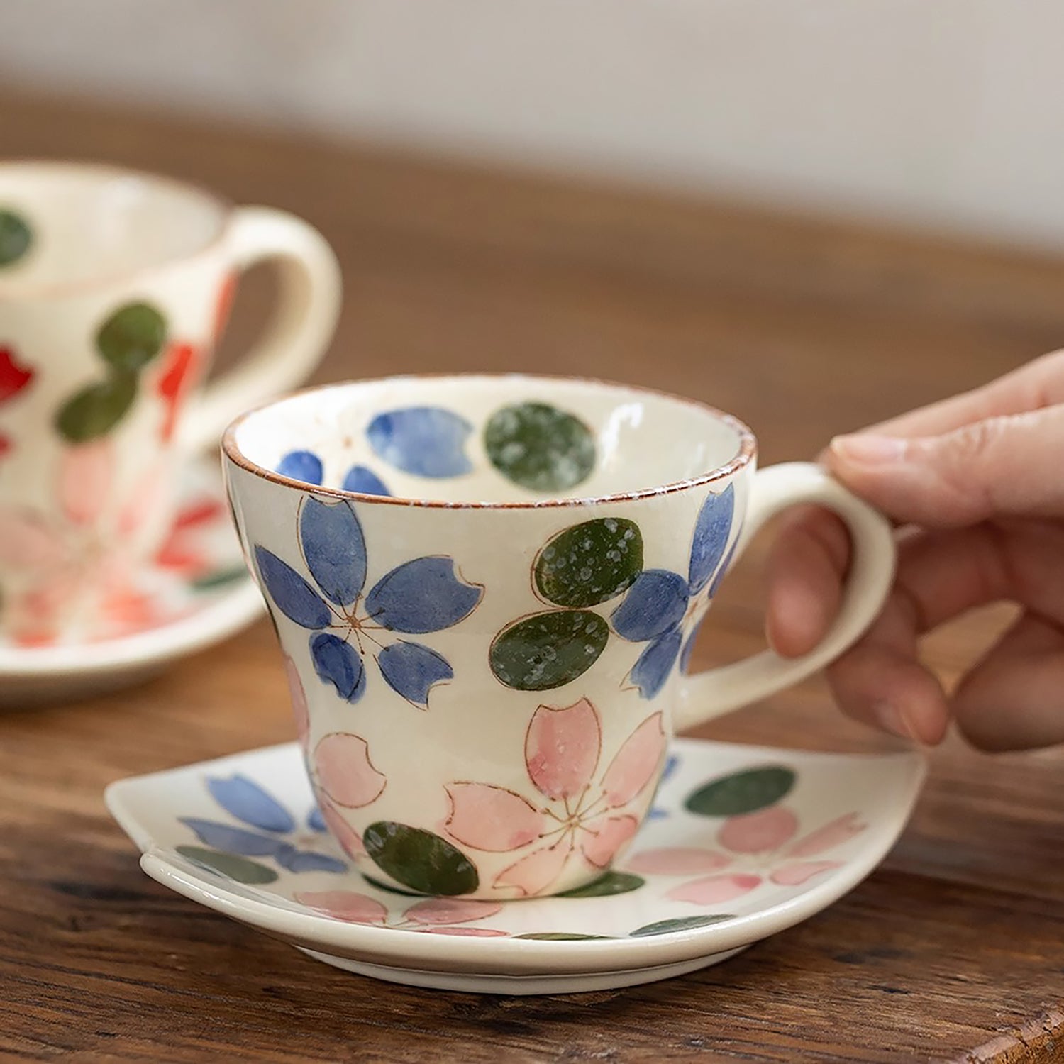 Tasse et soucoupe en céramique Seto-yaki 