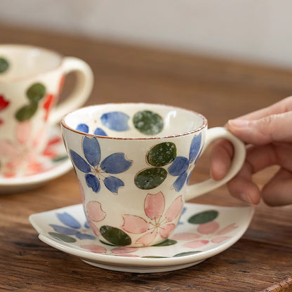 Tasse et soucoupe en céramique Seto-yaki 