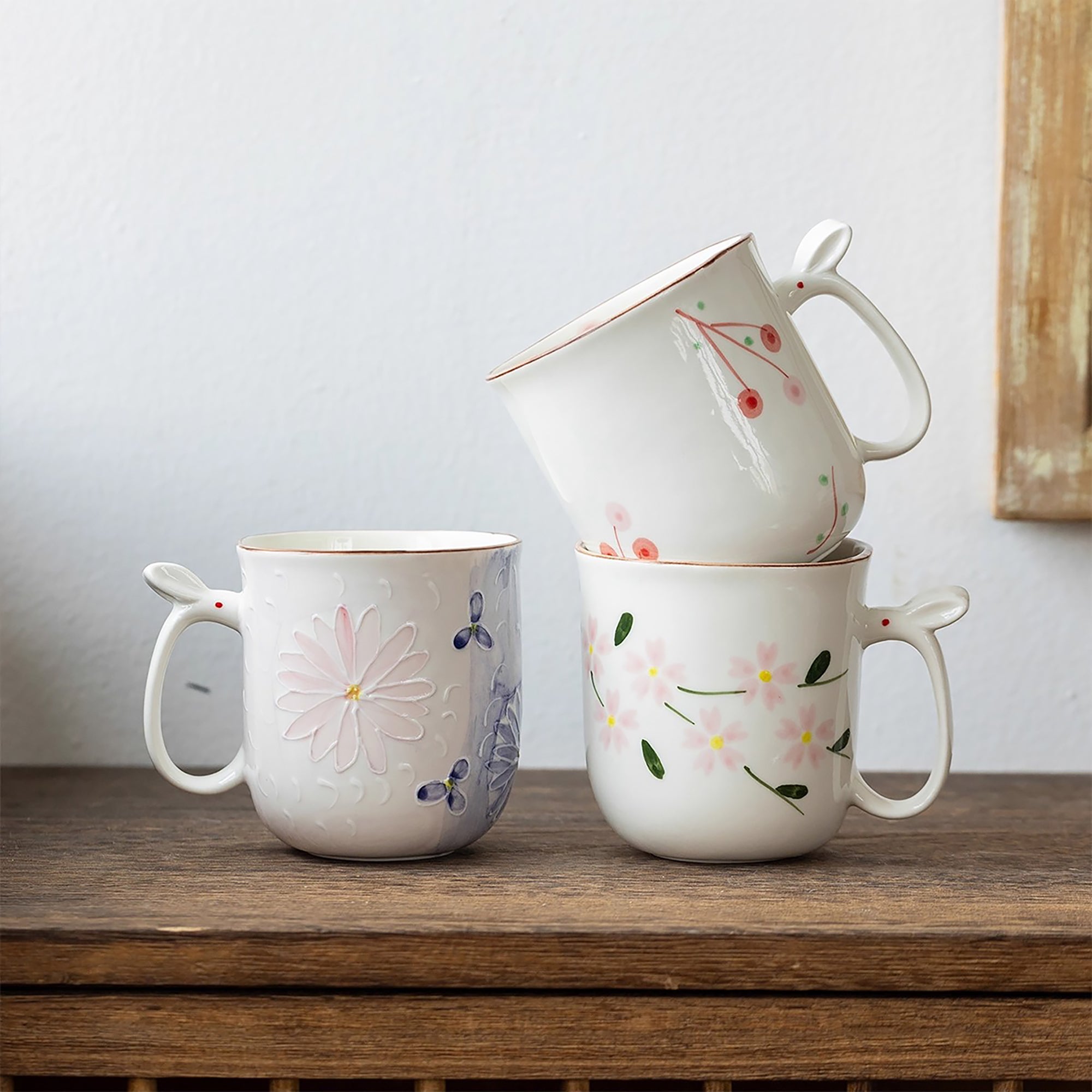 Mug en céramique Seto-yaki à poignée lapin 