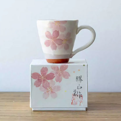 Mug en céramique Minoyaki avec fleurs de cerisier 
