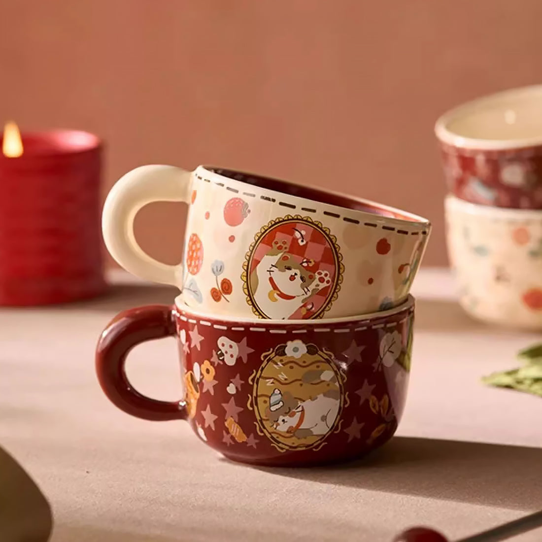 Mug en céramique avec illustration de chat