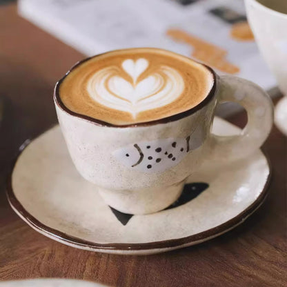 Tasse à café artisanale avec motif poisson