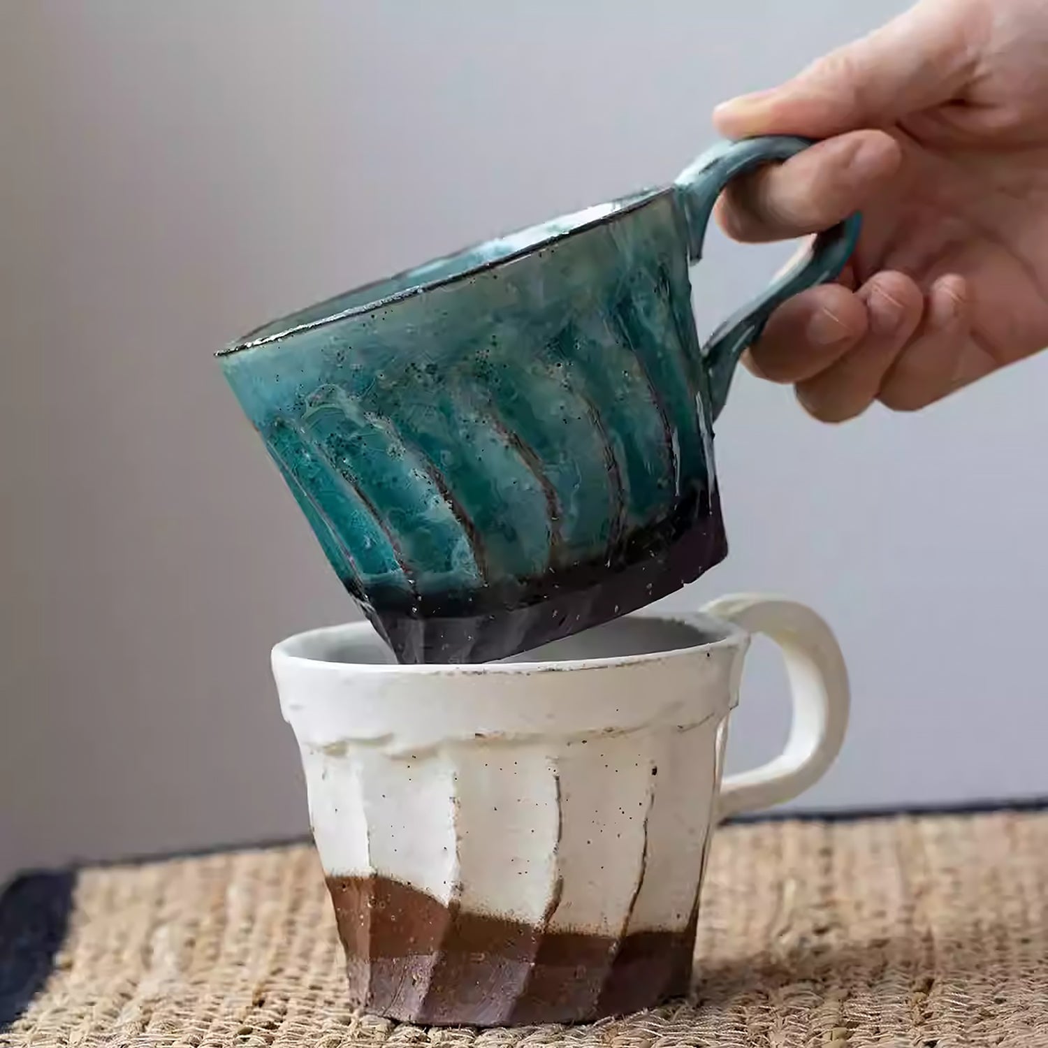 Mug en céramique Seto-yaki rustique