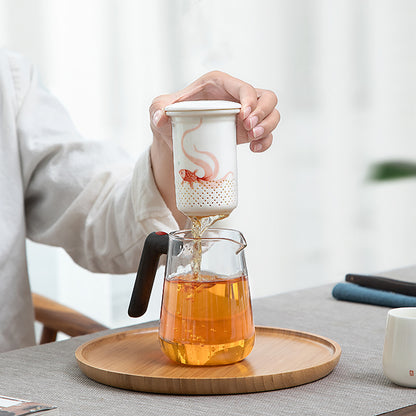 Théière en verre avec design bonheur de poisson