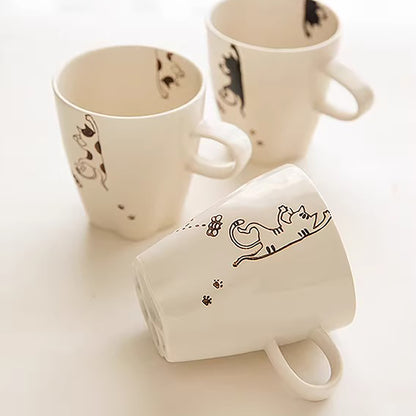 Mug Arita chat peint main fond patte