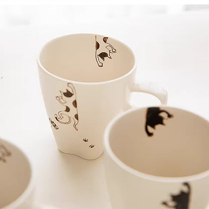Mug Arita chat peint main fond patte