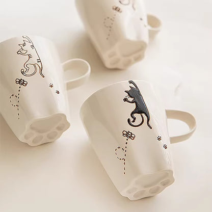 Mug Arita chat peint main fond patte