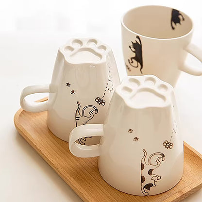 Mug Arita chat peint main fond patte