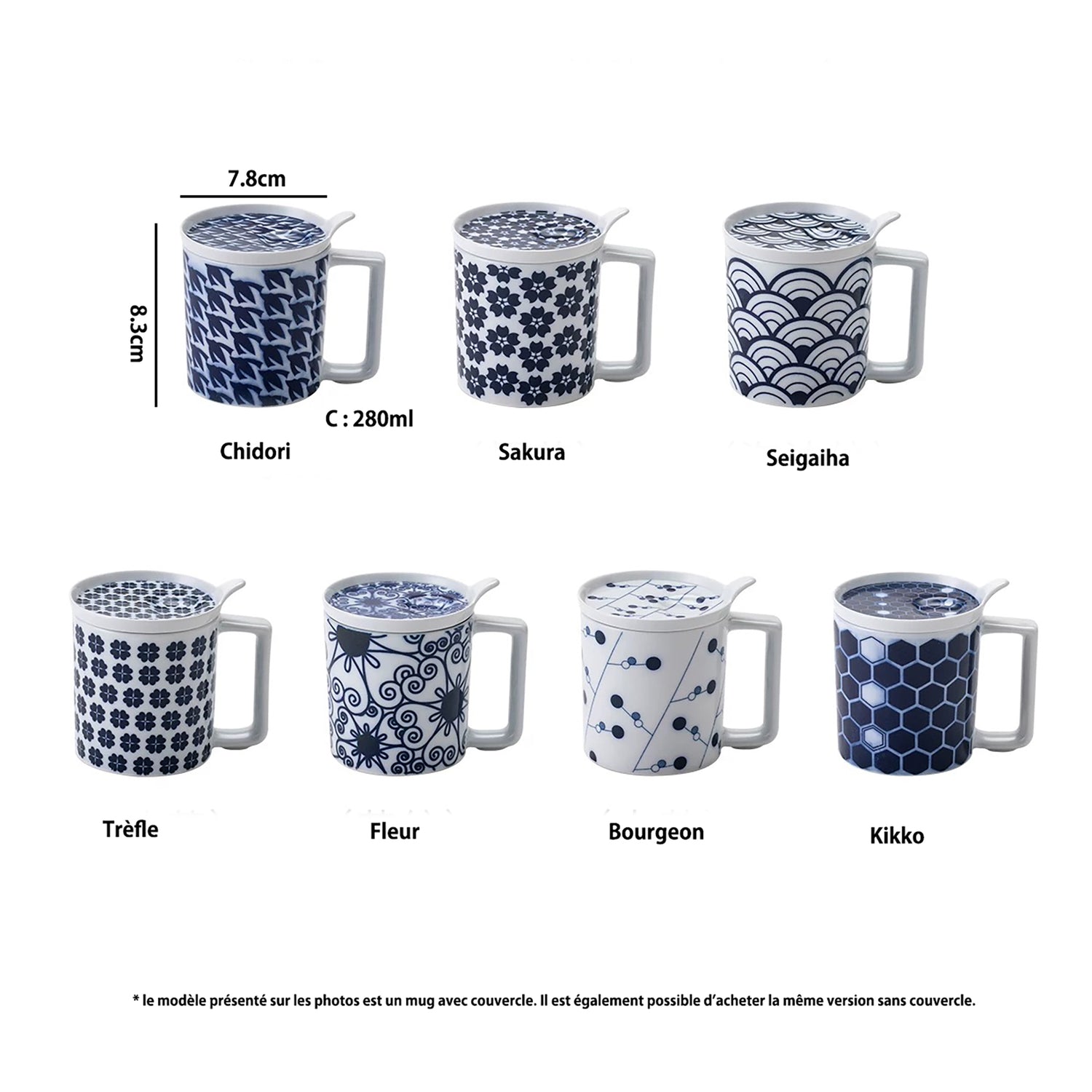 Mug en porcelaine Arita-yaki motif porte-bonheur