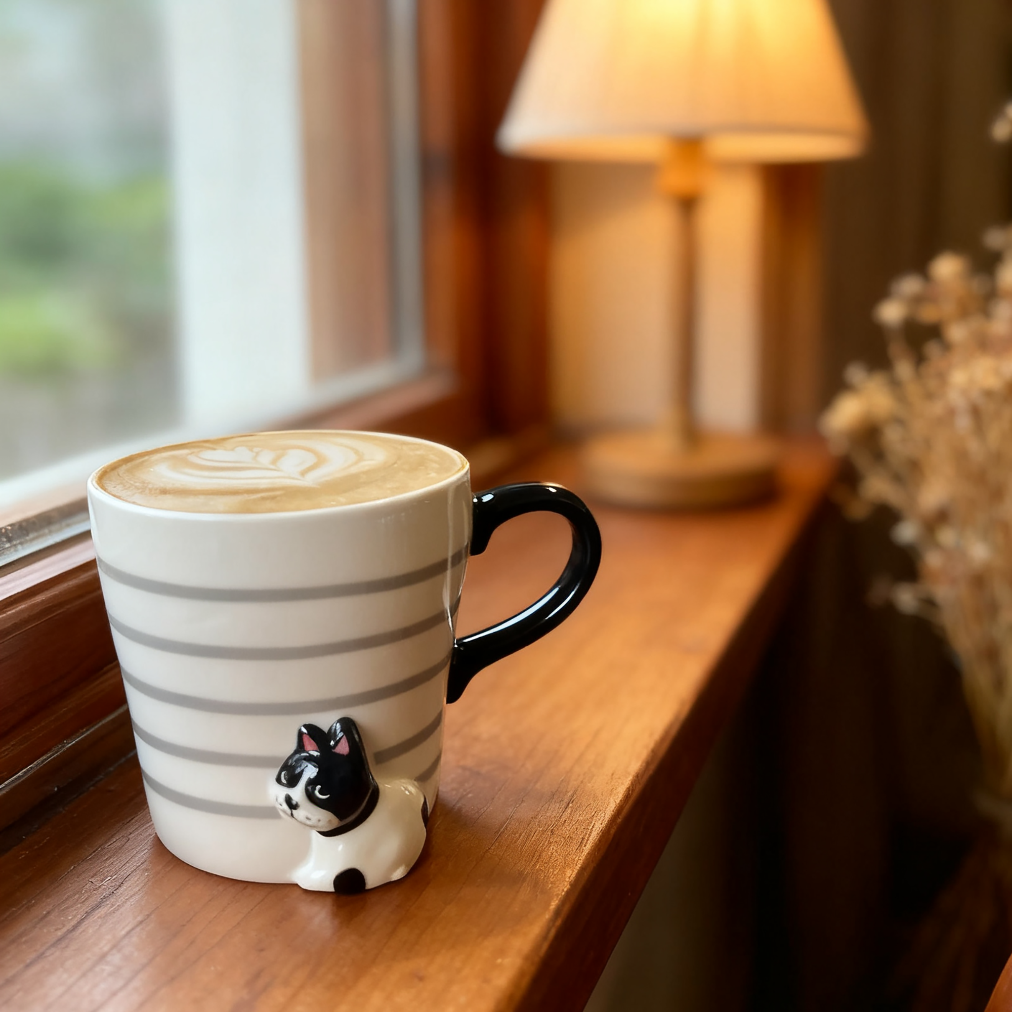 Mug en céramique avec chat en relief