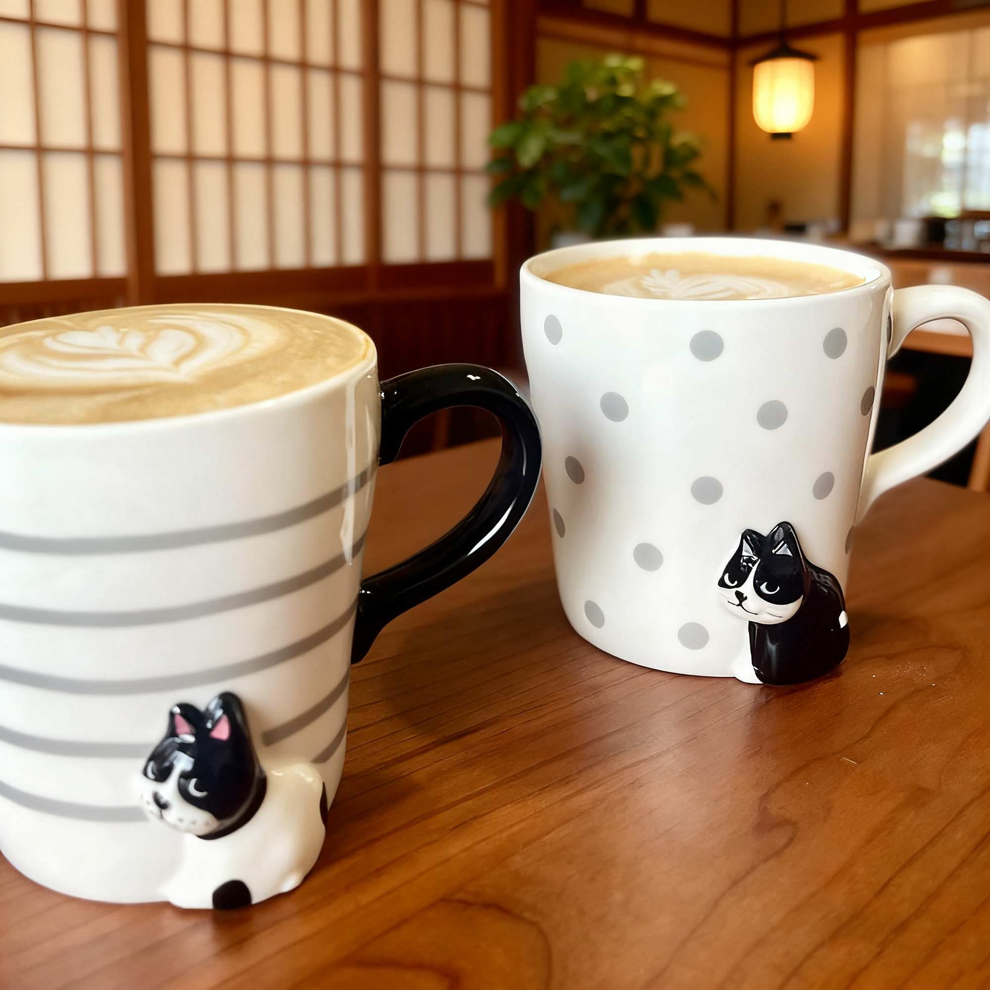 Mug en céramique avec chat en relief