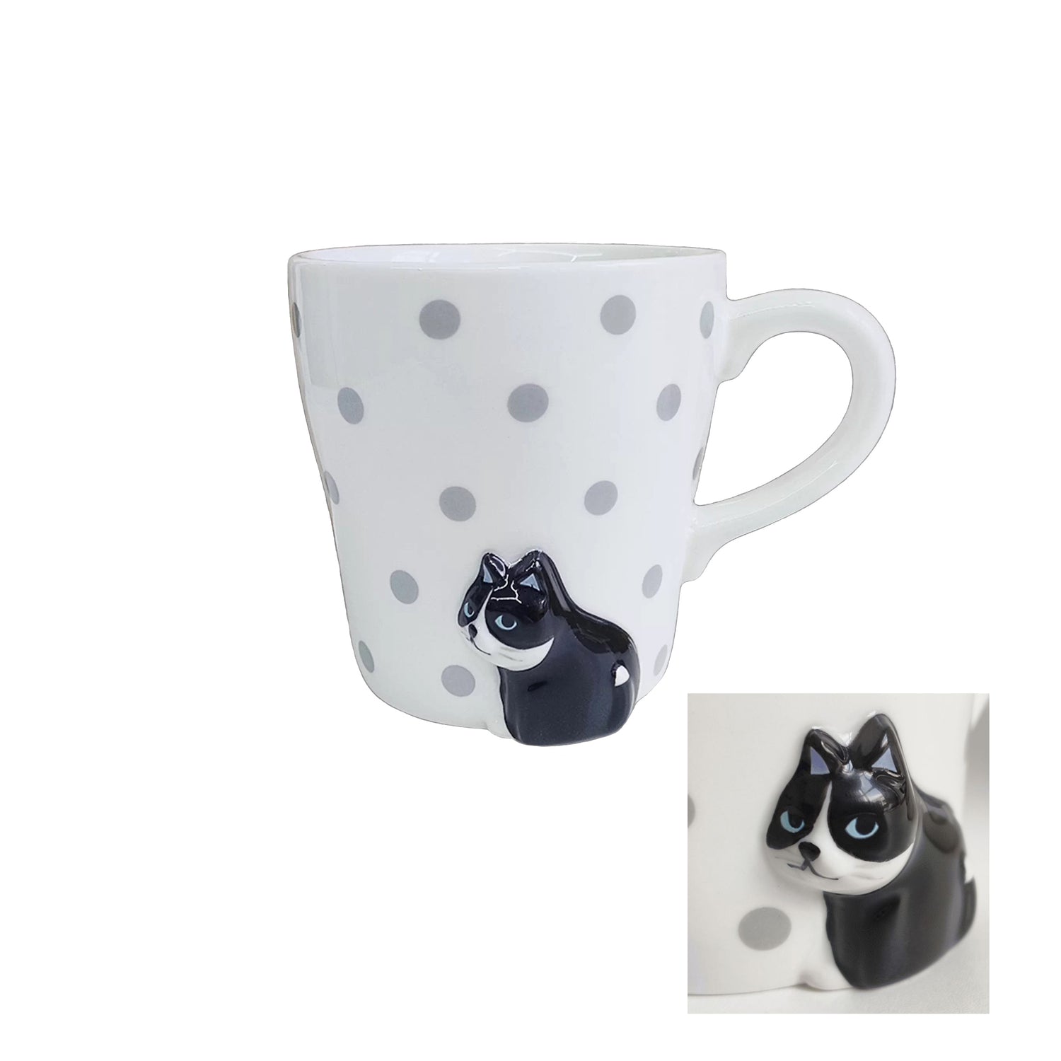 Mug en céramique avec chat en relief