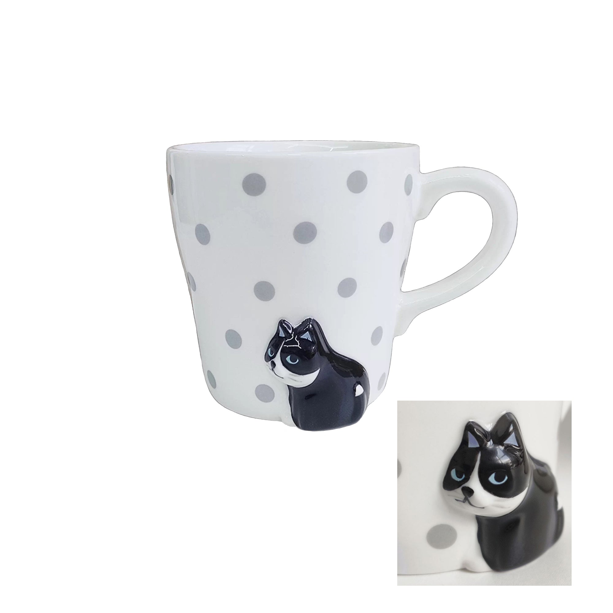 Mug en céramique avec chat en relief
