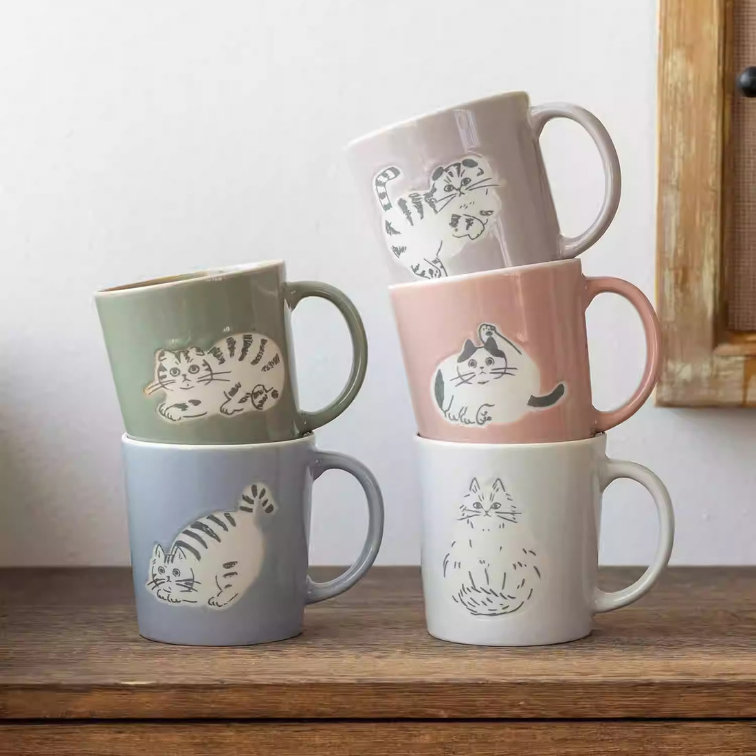 Mug Minoyaki en céramique motif chats adorables