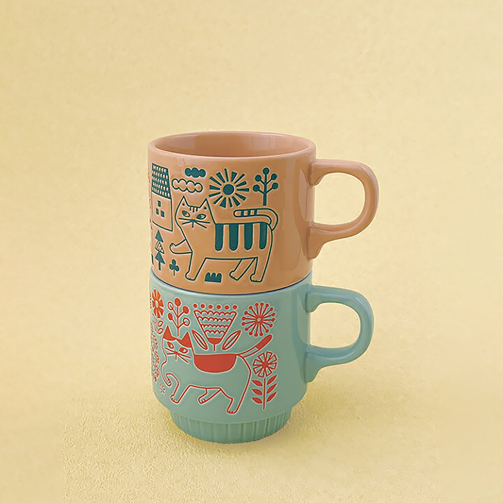Mug Decole en céramique avec Motifs chat en promenade
