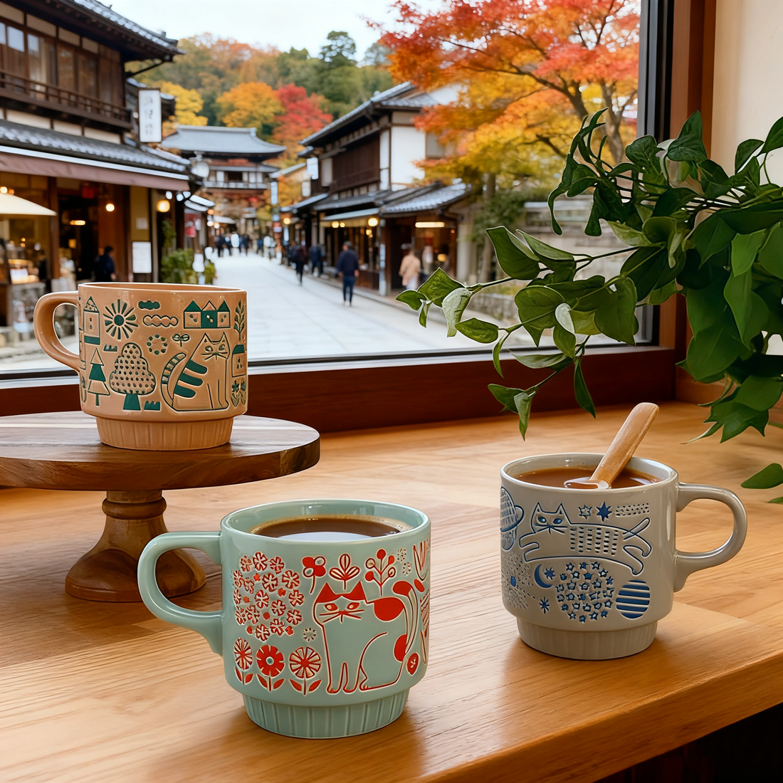 Mug Decole en céramique avec Motifs chat en promenade