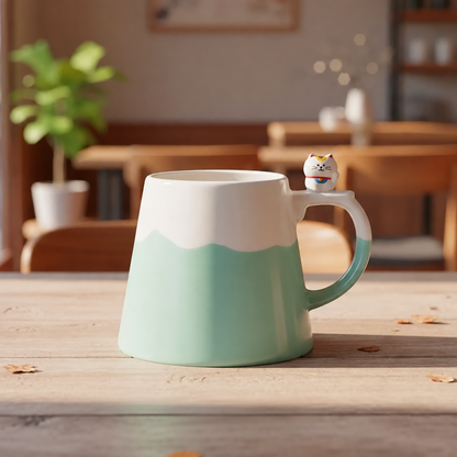 Mug mont-Fuji avec figurine Daruma et Shiba