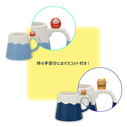 Mug mont-Fuji avec figurine Daruma et Shiba