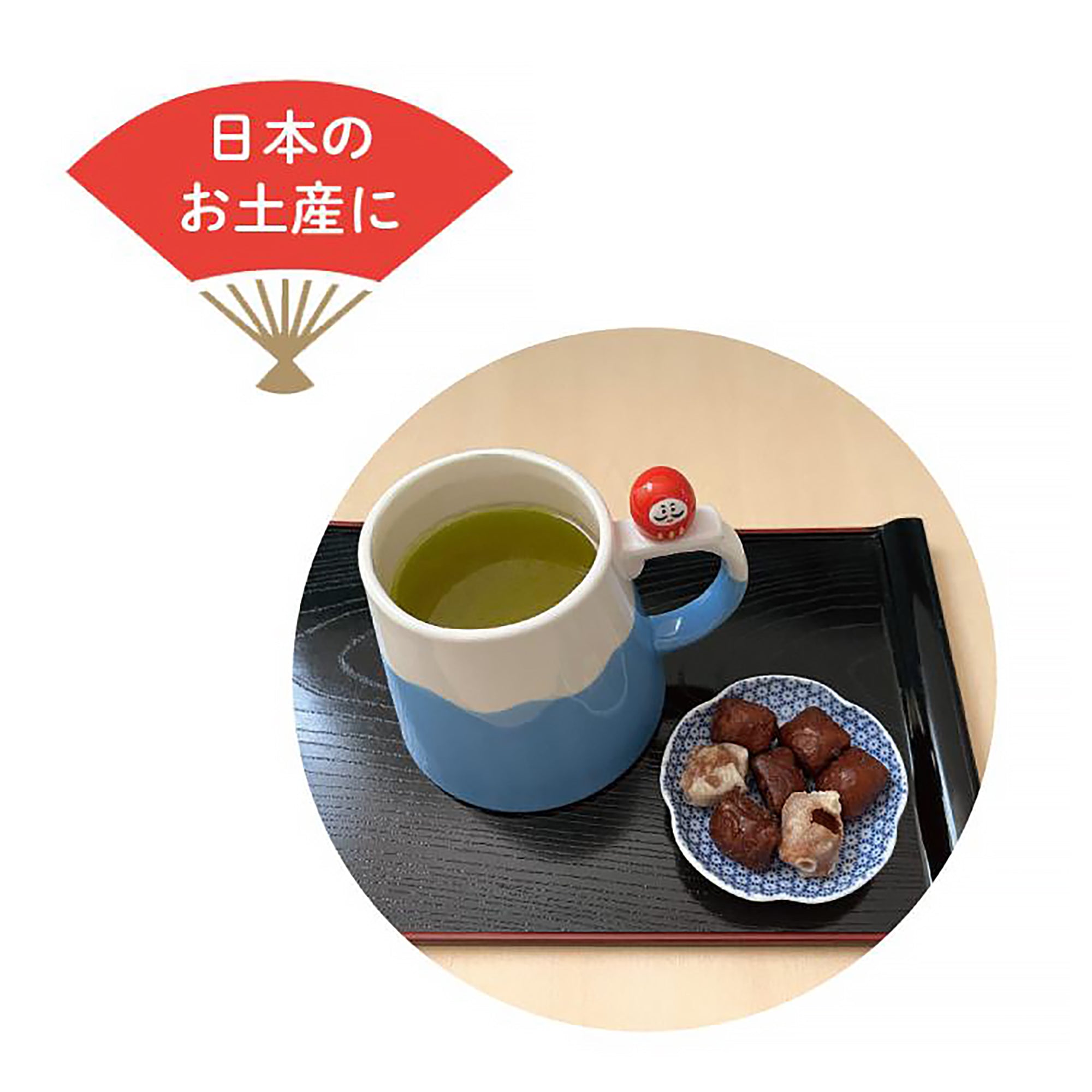 Mug mont-Fuji avec figurine Daruma et Shiba