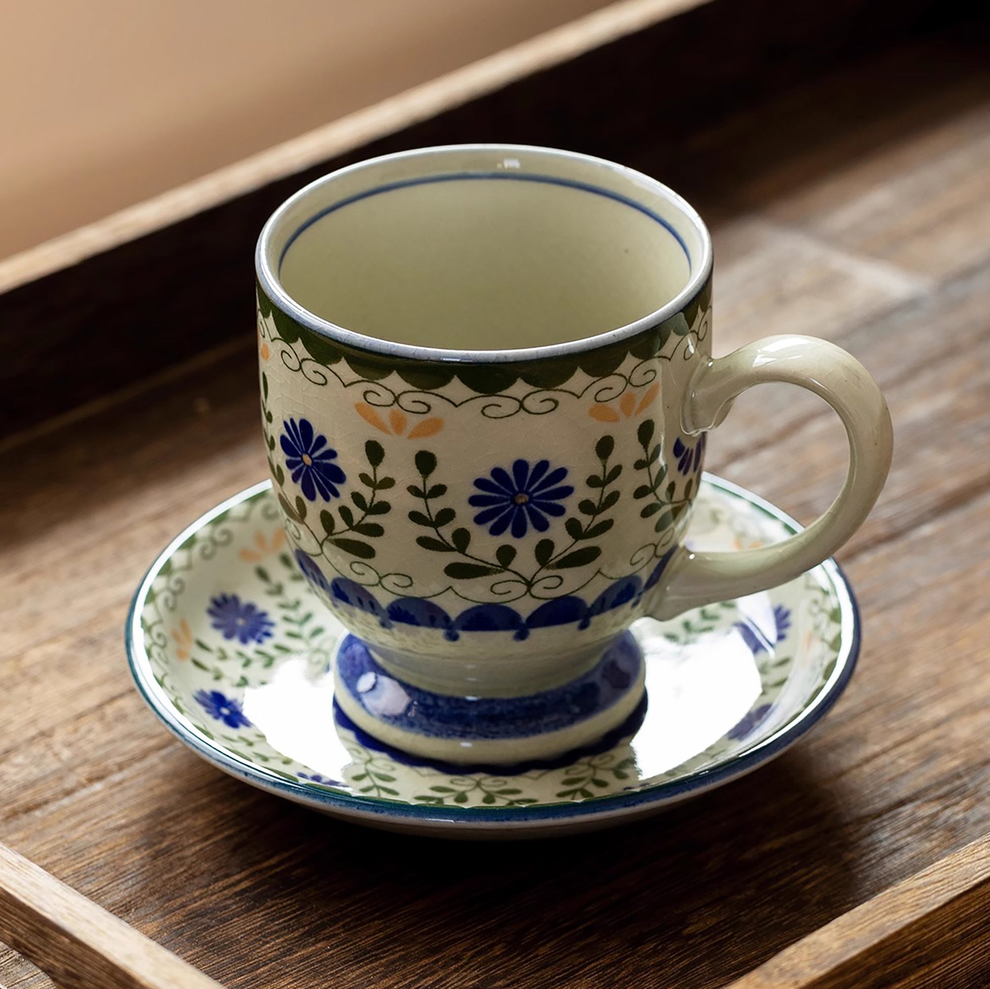 Mug en céramique de  Mino-yaki avec émaillé à craquelures style japonais