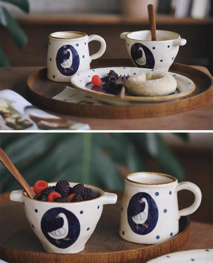 Tasse artisanale avec motif oie de Noël