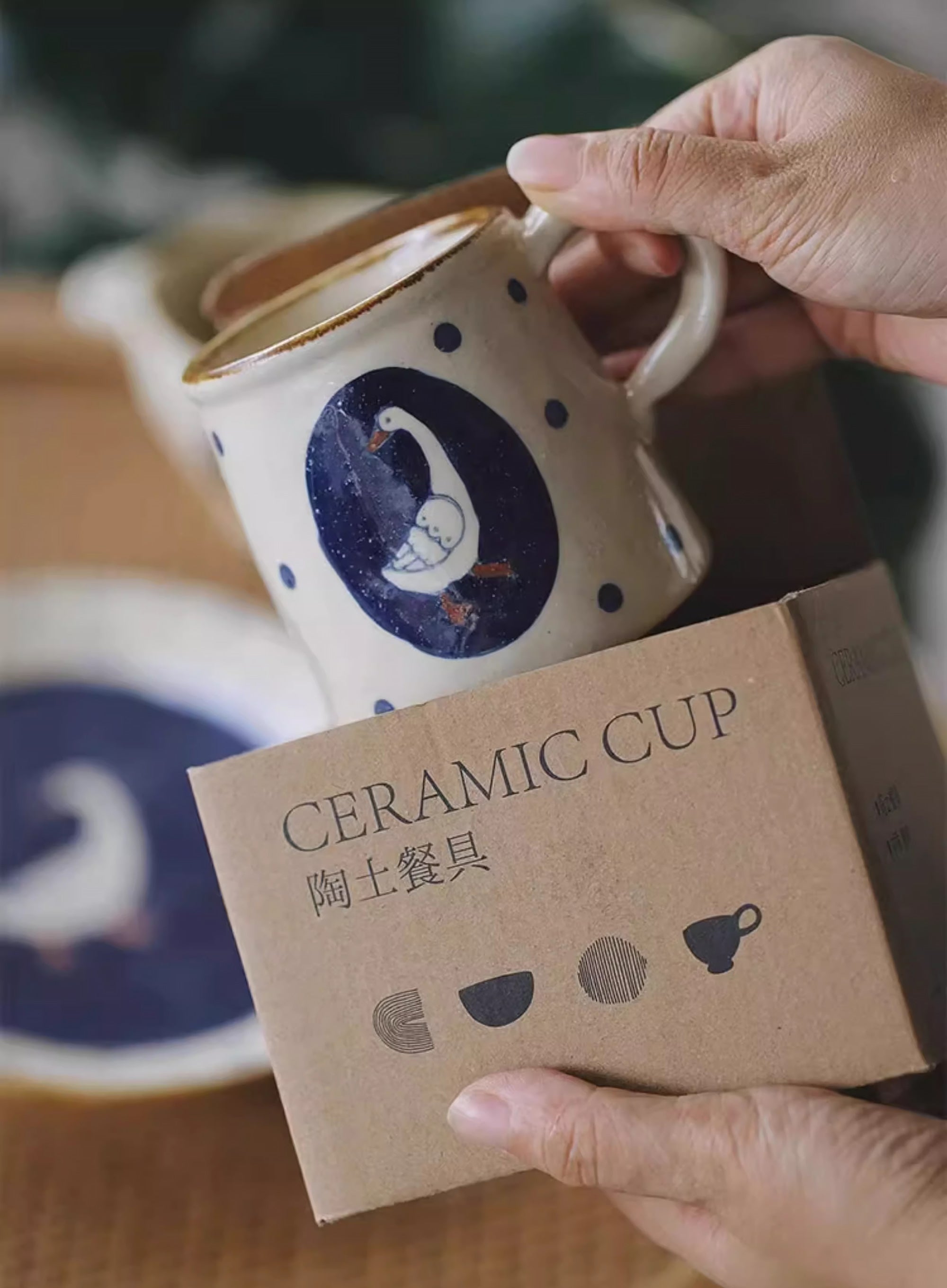 Tasse artisanale avec motif oie de Noël